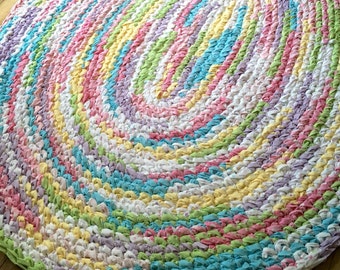 5'x4' Rainbow Area Rug *MADE AFTER PURCHASE* Hand Crocheted, Oval Rag Rug, Large Colorful Kids Area Rug, Braided Rug, Large Nursery Rug