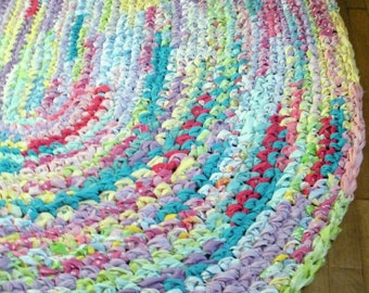 6'x5' Rainbow Area Rug *MADE AFTER PURCHASE* Hand Crocheted, Oval Rag Rug, Large Colorful Area Rug, Bright Area Rug, Braided Rug, Floor Rug