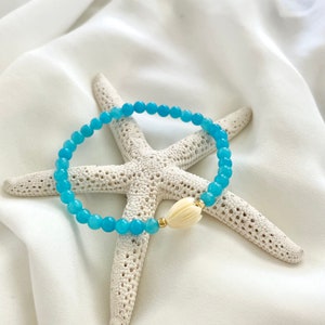 White Pikake / Sky Blue Jade Bracelet | Pikake bracelet | Jade Bracelet | Flower Bracelet