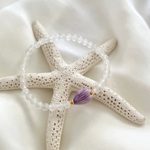 Purple Pikake /  Glass Bracelet | Pikake bracelet | Elastic Bracelet | Flower Bracelet