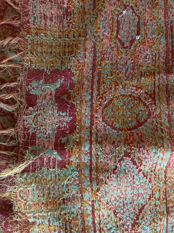 Antique Woven Shawl Paisley 1800 textile - image 6