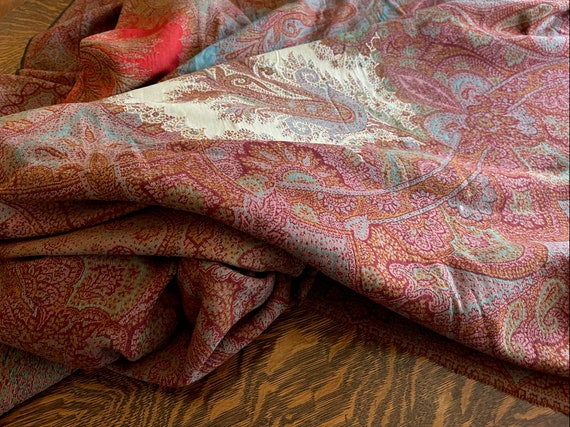Antique Woven Shawl Paisley 1800 textile - image 8