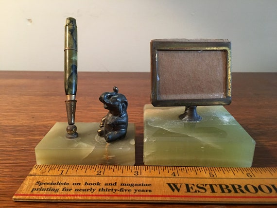 Antique Marble Brass And Iron Child S Desk Set With Cast Etsy
