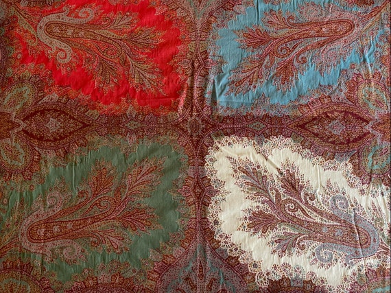 Antique Woven Shawl Paisley 1800 textile
