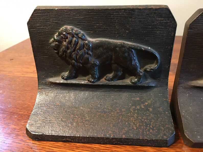 Antique bradley hubbard bookends lions cast iron Etsy