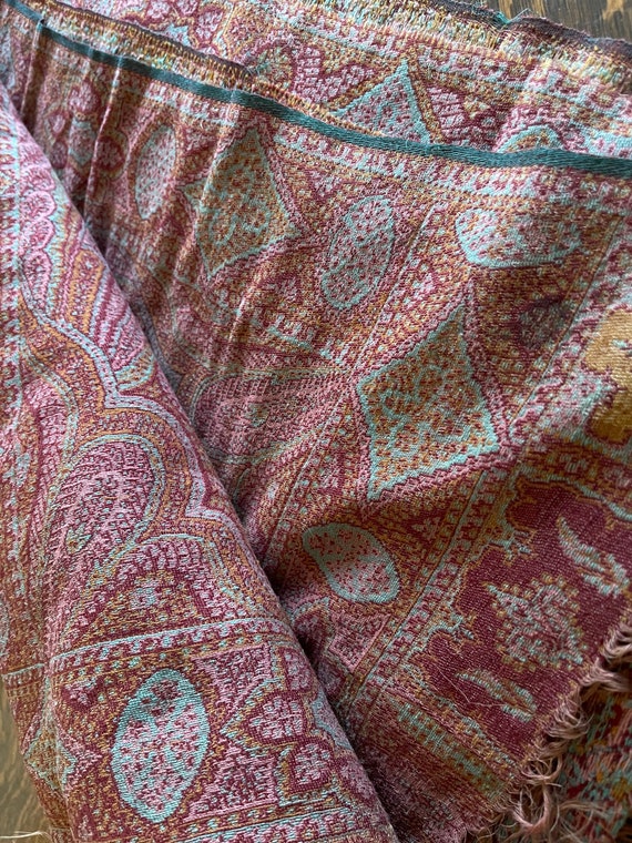 Antique Woven Shawl Paisley 1800 textile - image 5