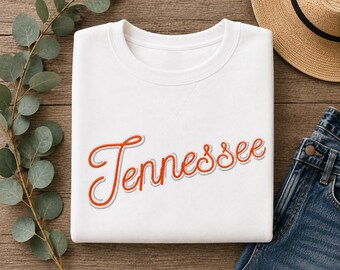 Embroidered Tennessee Sweatshirt | Orange Script Pullover, Game Day Apparel