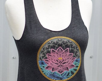 Lotus Flower Crop Top - Water Lilly Crop Top - Festival Crop Top - Women's Yoga Crop Top - Sacred Geometry Crop Top - Seed of Life Crop Top