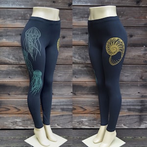 Glow in the Dark Psychedelic Jellyfish Leggings - Yoga Leggings - Women's Leggings - Festival Leggings - Nautilus Leggings