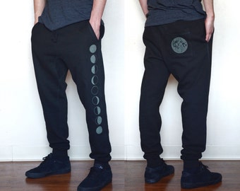 Glow in the Dark Moon-phase Joggers - Jogger Sweatpants  - Festival Sweatpants - Mens Jogger Pants - Harem pants