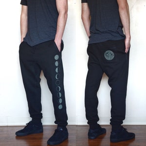 Glow in the Dark Moon-phase Joggers - Jogger Sweatpants  - Festival Sweatpants - Mens Jogger Pants - Harem pants