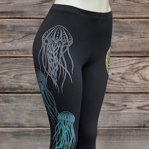 Glow in the Dark Jellyfish Leggings – Hand Screen Printed Festival Clothing