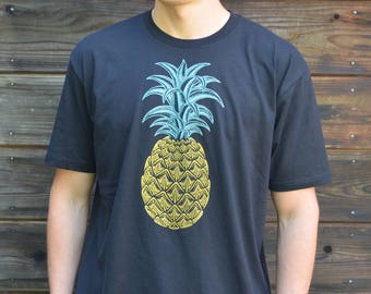 Men's Pineapple T Shirt - Festival Clothing - Psychedelic Pineapple Shirt - Geometric Pineapple Clothing - Sacred Geometry Clothing