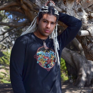Metallic Joshua Tree Camiseta de manga larga - Camisa de manga larga negra para hombre - Ropa de festival para hombre - Manga larga del parque nacional