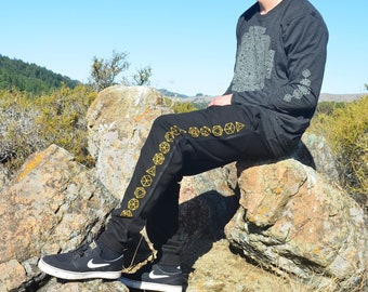 Platonic Solid Joggers - Jogger Sweatpants - Sacred geometry Joggers - Festival Sweatpants - Mens Jogger Pants - Harem pants