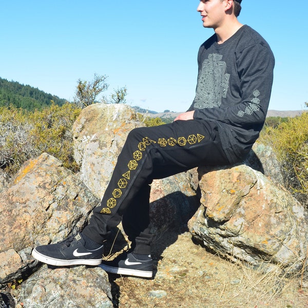 Platonic Solid Joggers - Jogger Sweatpants - Sacred geometry Joggers - Festival Sweatpants - Mens Jogger Pants - Harem pants