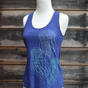 Glow in the Dark Psychedelic Jellyfish Racerback Tank - Women&#39;s Black Tank Top - Festival Tank Top - Yoga Tank Top