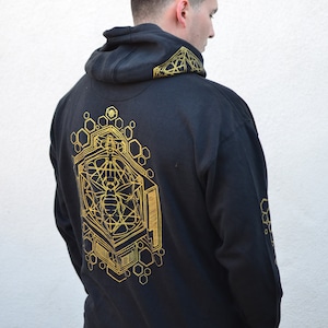 Heiliger geometrischer Honigbiene Pullover Hoodie - Herren Sweatshirt - Honigwabe Hoodie - Festival Pullover Hoodie