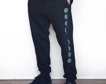 Glow in the Dark Moon-phase Joggers - Jogger Sweatpants  - Festival Sweatpants - Mens Jogger Pants - Harem pants