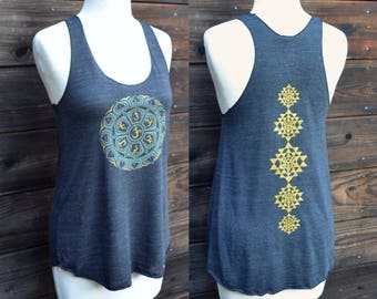 Glow in the Dark Chakra Mandala Tank Top - Sri Yantra Tank Top - Festival Tank Top - Sacred Geometry Tank Top - Women's Tank Top