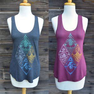 Earth Air Fire Water Racerback Tank Top - Women&#39;s Tank Top - Element Tank Top - Festival Tank Top - Yoga Tank Top