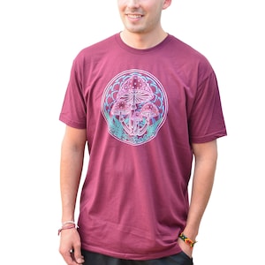Mens Mushroom T Shirt - Nature Shirt - Mens Black T Shirt - Camping T Shirt - Mens Festival Clothing - Sacred Geometry Mens Clothing
