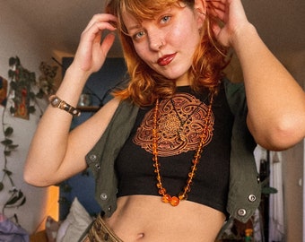 Copper and Gold Flower of Life Mandala Crop Top – Sacred Geometry