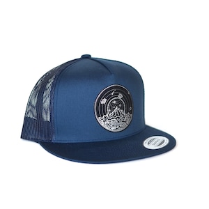 Silver Dinosaur Space Snapback Trucker Hat - Adventure Hat - Festival Snapback - Leather Patch Hat - Dinosaur Hat