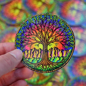 Hand Drawn Tree Sticker - Nature Sticker - Sun Sticker - iPhone Sticker - Psychedelic Sticker - Laptop Sticker - Aprox. 3"X3"