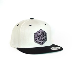 Sacred Geometric Honeybee Snapback Hat - Festival Snapback - Leather Patch Hat - Nature Hat