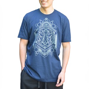 Silver Sacred Geometric Honeybee T Shirt - Mens T Shirt - Sacred Geometry Shirt - Festival Shirt - Mens Cotton T Shirt - Honeycomb Shirt