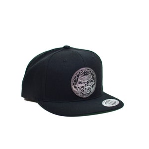 Silver Mushroom Snapback Hat - Mushroom Hat - Psychedelic Mushroom Snapback Hat - Festival Snapback - Leather Patch Hat - Nature Hat