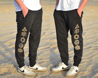 Glow in the Dark Platonic Solid Joggers - Jogger Sweatpants - Sacred geometry Joggers - Festival Sweatpants - Mens Jogger Pants