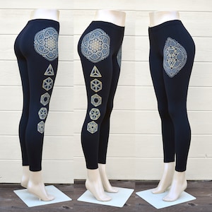 Sacred Geometry Tree of Life Leggings - Glow in the Dark Sacred Geometry Leggings - Women&#39;s Yoga Leggings - Flower of Life Leggings