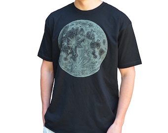 Glow in the Dark Full Moon and Moon Phase T Shirt - Sacred Geometry Clothing - Mens Festival Shirt  - Lunar T Shirt - Moon Phase T Shirt