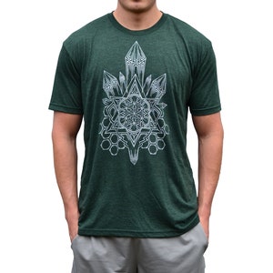 Silver Seed of Life Crystal T Shirt - Sacred Geometry T Shirt - Mens Crystal Shirt - Flower of Life Shirt - Mens Festival Shirt