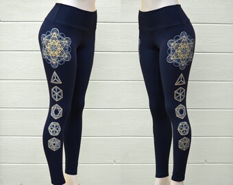 Angel Leggings Metatron Leggings Scared Geometry Capri Leggings Metatrons Cube Leggings