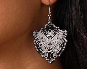 Hand Made Butterfly Earrings - Festival Earrings - Sacred Geometry Jewelry - Sterling Silver