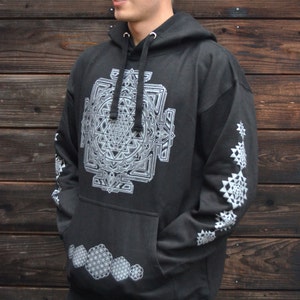 Sri Yantra Pullover Hoodie - Flower of Life Sweat Shirt - Sacred Geometry Hoodie - Festival Hoodie - Mens Hoodie - Mens Sweat Shirt