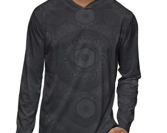 Blackout Mandala Sun Hoodie - Lightweight Sacred Geometry Pullover
