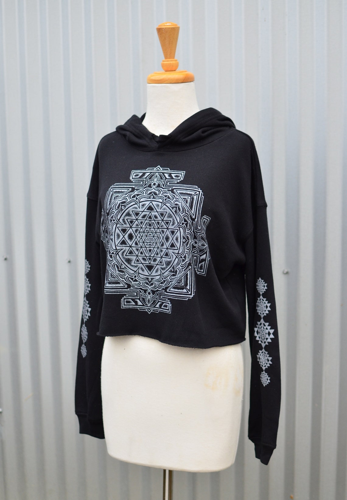 Silver Sri Yantra Cropped Pullover Hoodie Black Cropped - Etsy