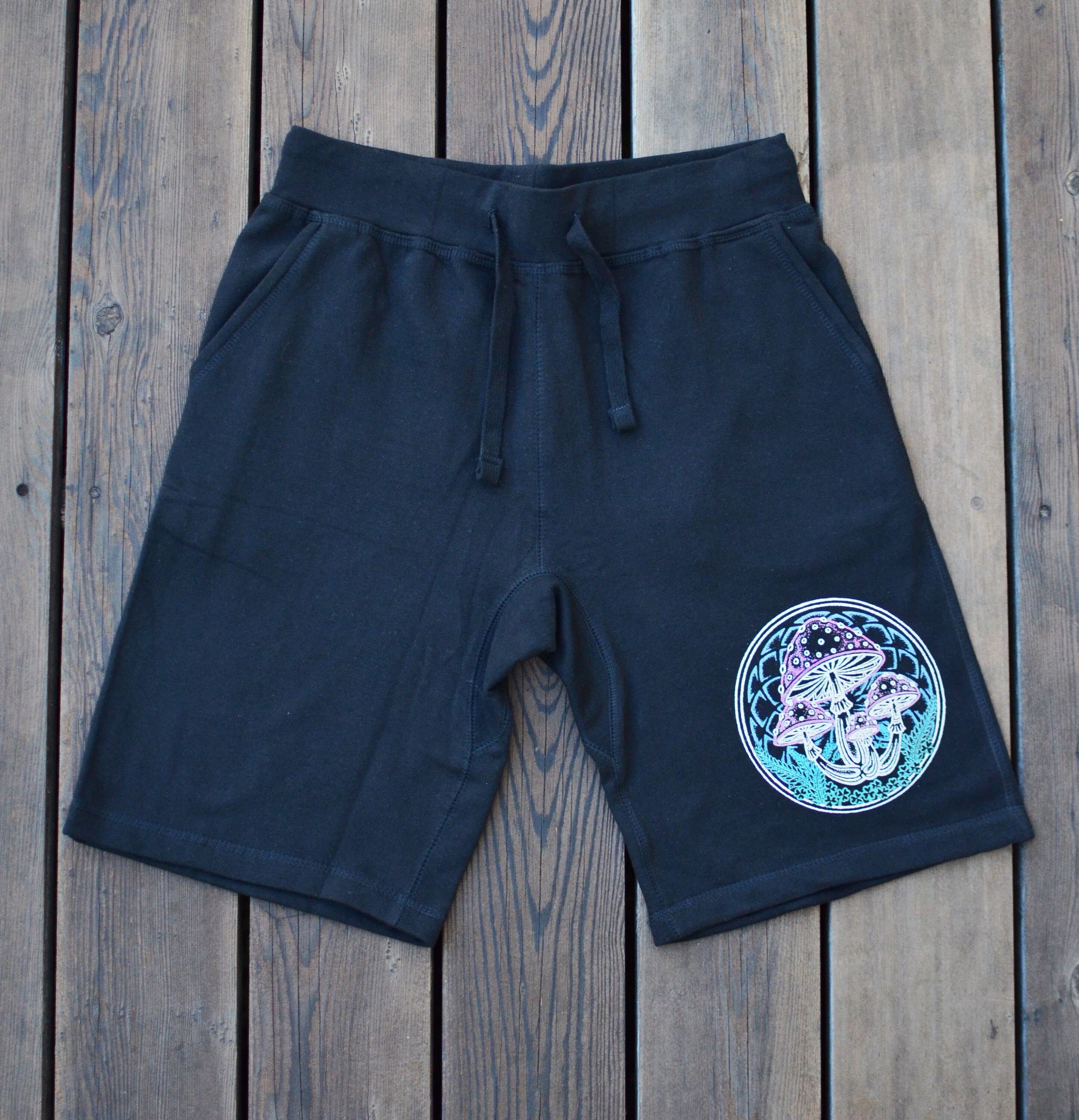 Metallic Mushroom Sweat Shorts - Men's Black Shorts - Jogger