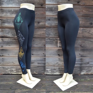 Earth Air Fire Water Leggings - Women&#39;s Leggings - Black Leggings - Element Leggings - Festival Clothing - Workout Leggings