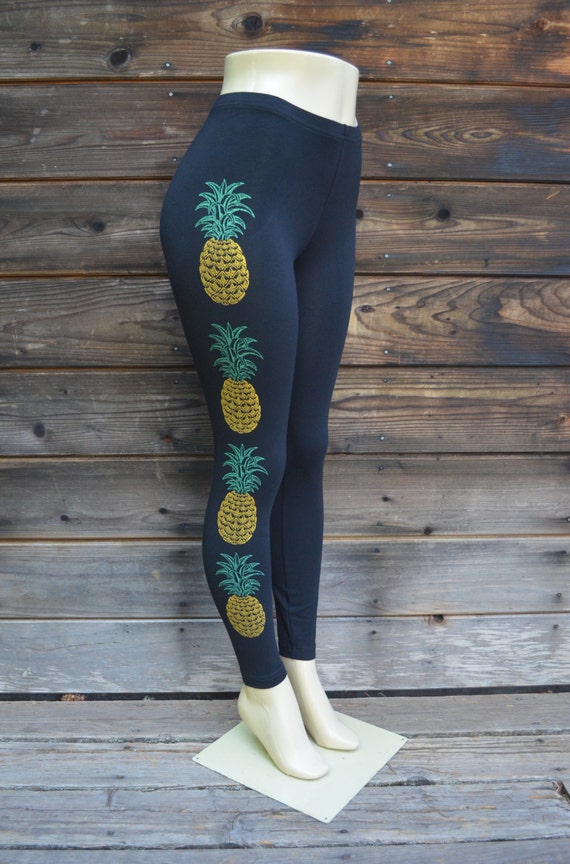 Gold Pineapple Leggings Black Yoga Leggings Festival Leggings Womens  Leggings Psychedelic Pineapple Geometric Pineapple Leggings -  Denmark