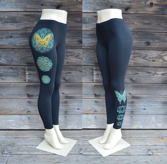 Gold Butterfly Leggings Glow in the Dark and Gold Design Yoga Wear Women's Sacred  Geometry Leggings Women's Festival Leggings -  Ireland