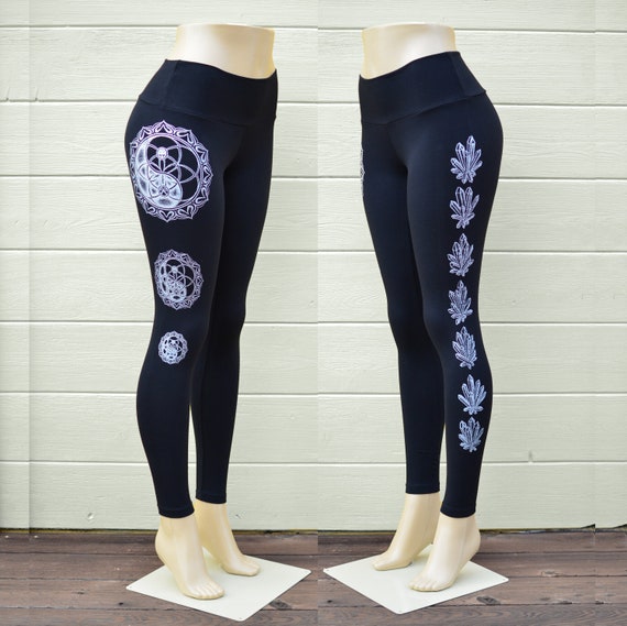 Silver Crystal Yin Yang Fitness Leggings Sacred Geometry Yoga Leggings Black Leggings Crystal Yoga Leggings Yin Yang Yoga Leggings Etsy