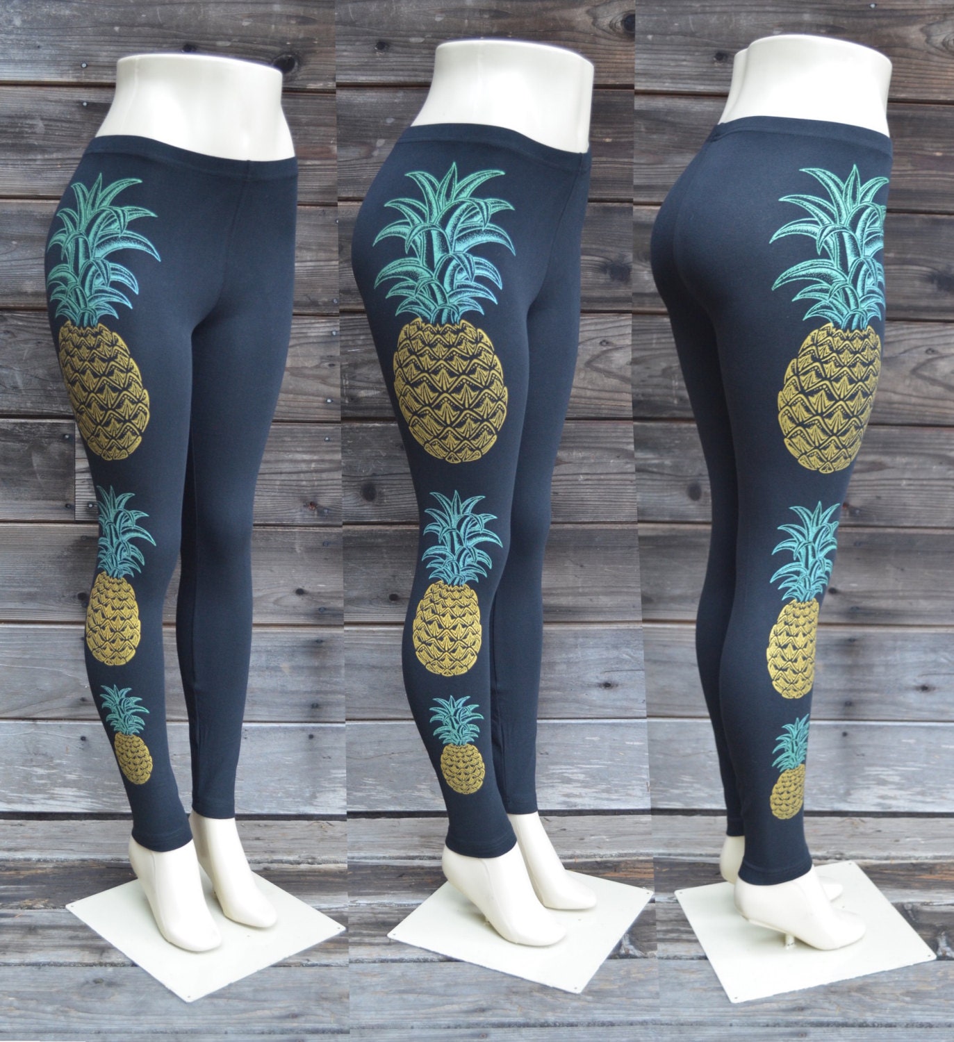 Black Pineapple Leggings Yoga Leggings Festival Leggings Womens