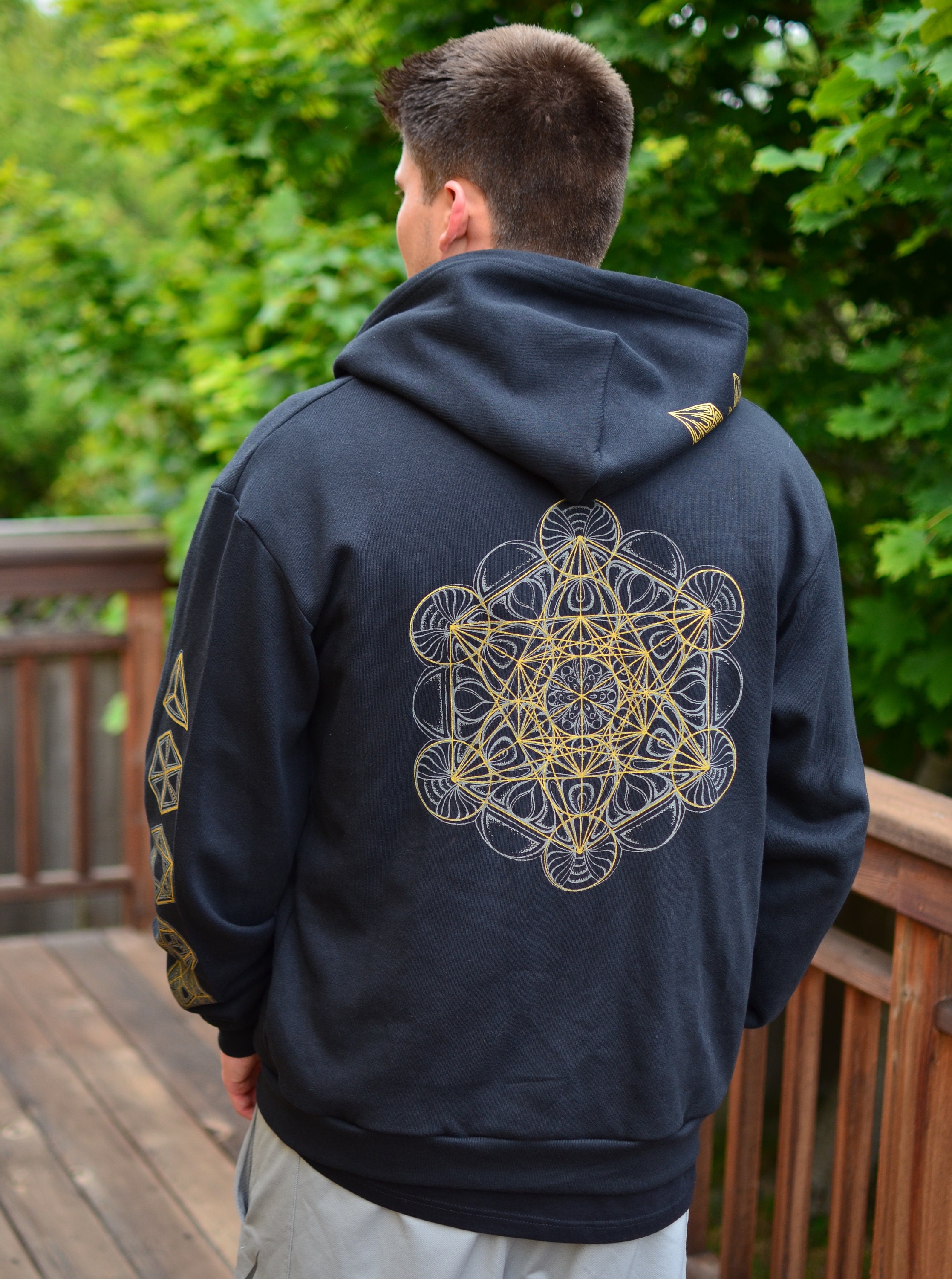 Glow in the Dark Metatron's Cube Zip up Hoodie Gold - Etsy