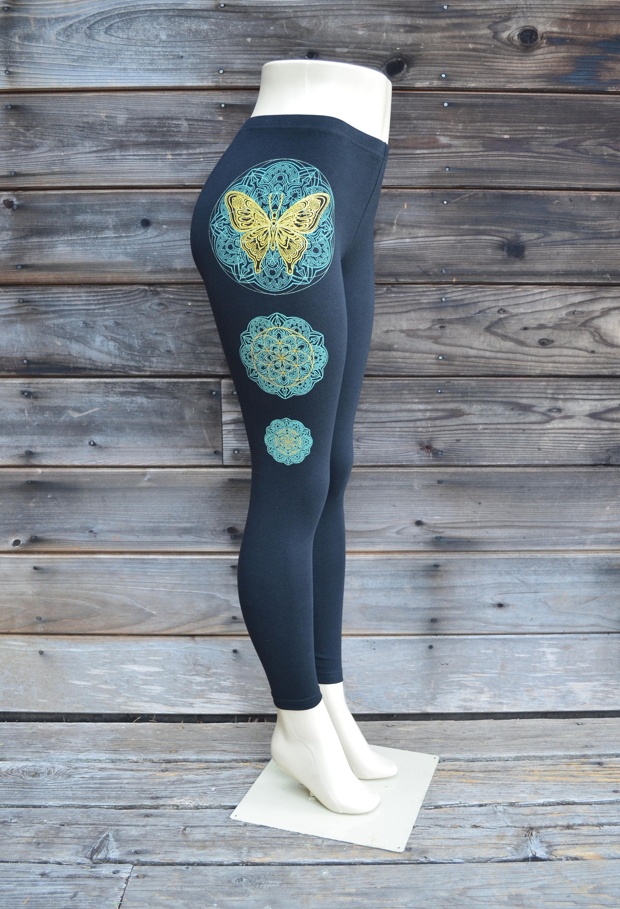 Gold Butterfly Leggings Glow in the Dark and Gold Design | Etsy