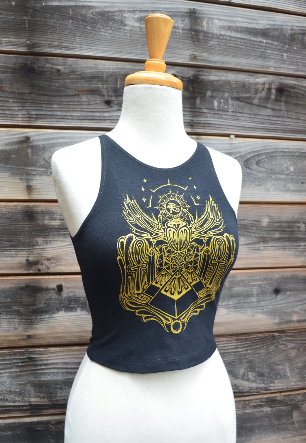 Egyptian Fitted Crop Top Gold Egyptian Scarab Crop Top Etsy